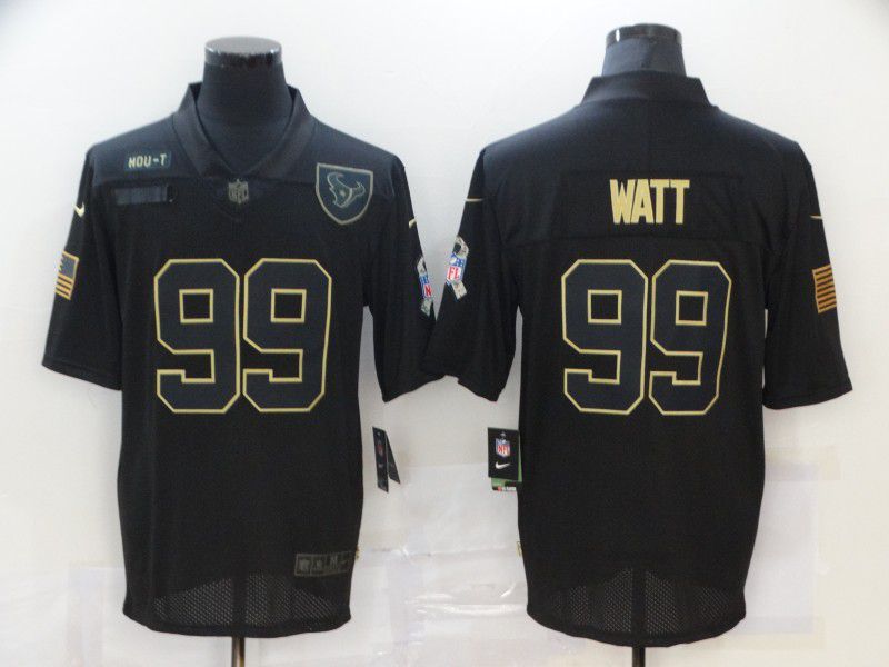 Men Houston Texans #99 Watt Black gold lettering 2020 Nike NFL Jersey->houston texans->NFL Jersey